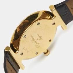 Pre Owned Longines Mother of Pearl Diamonds Gold Plated Stainless Steel Alligator La Grande Classique L4.512.2.87.2 Women's Wristwatch 29 mm