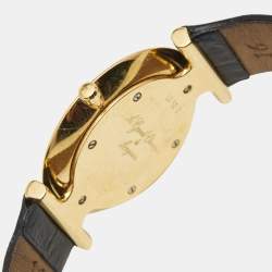 Pre Owned Longines Mother of Pearl Diamonds Gold Plated Stainless Steel Alligator La Grande Classique L4.512.2.87.2 Women's Wristwatch 29 mm