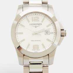 Longines Silver Stainless Steel Conquest L3.277.4.76.6 Women's Wristwatch 29 mm