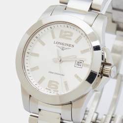 Longines Silver Stainless Steel Conquest L3.277.4.76.6 Women's Wristwatch 29 mm