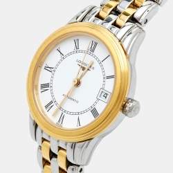 Longines White Two-Tone Stainless Steel Flagship L4.274.3 Women's Wristwatch 26 mm
