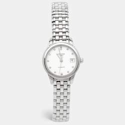 Longines White Stainless Steel Diamond Flagship L4.274.4.27.6 Women's Wristwatch 26 mm