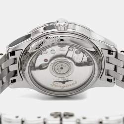 Longines White Stainless Steel Diamond Flagship L4.274.4.27.6 Women's Wristwatch 26 mm