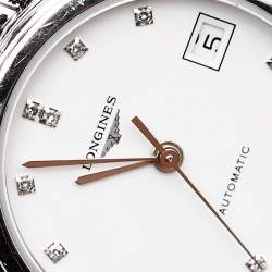 Longines White Stainless Steel Diamond Flagship L4.274.4.27.6 Women's Wristwatch 26 mm