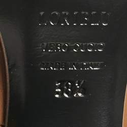 مملوكة مسبقًا Loriblu Brown Leather Weave Detail Knee High Boots Size 38.5