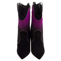 Pre Owned Loriblu Purple/Black Ombre Pony Hair High Heel Boots Size 40