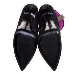 Pre Owned Loriblu Purple/Black Ombre Pony Hair High Heel Boots Size 40