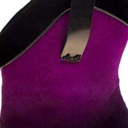 Pre Owned Loriblu Purple/Black Ombre Pony Hair High Heel Boots Size 40