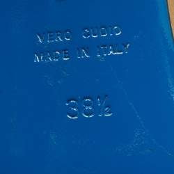 Pre Owned Loriblu Gold Leather Crystal Embellished Ankle Strap Sandals Size 38.5