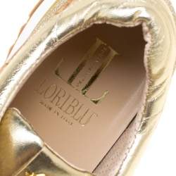 Loriblu Metalllic Gold Leather and Lace Sneakers Size 41