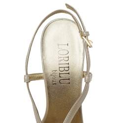 Loriblu Cream Patent Leather Crystal Embellished Ankle Strap Sandals Size 38