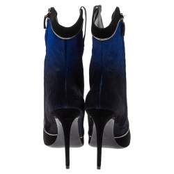Loriblu Black/Blue Ombre Pony Hair High Heel Boots Size 40
