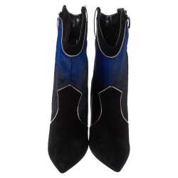 Loriblu Black/Blue Ombre Pony Hair High Heel Boots Size 40