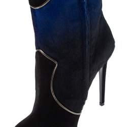 Loriblu Black/Blue Ombre Pony Hair High Heel Boots Size 40