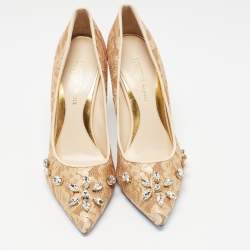 Loriblu Beige Lace Crystals Embellished Pumps Size 40