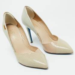 Loriblu Tri Color Perforated Patent Leather Pointed Toe Pumps Size 39