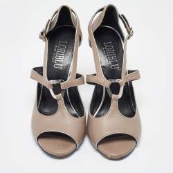 Loriblu Grey Leather Ankle Strap Sandals Size 39