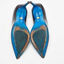 Pre Owned Loriblu Dark Brown Patent Leather Pointed Toe Pumps Size 35