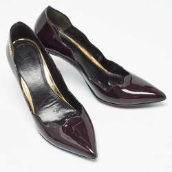 Pre Owned Loriblu Dark Brown Patent Leather Pointed Toe Pumps Size 35