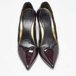 Pre Owned Loriblu Dark Brown Patent Leather Pointed Toe Pumps Size 35