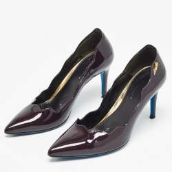 Pre Owned Loriblu Dark Brown Patent Leather Pointed Toe Pumps Size 35