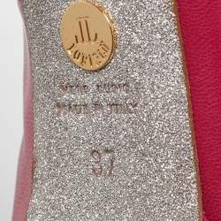 Pre Owned Loriblu Pink Leather Crystal Embellished Platform Pumps Size 37
