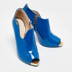Loriblu Blue Patent Leather Zip Booties Size 36