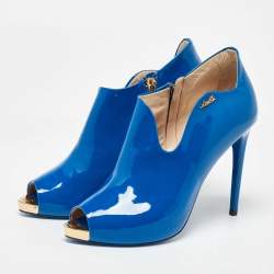 Loriblu Blue Patent Leather Peep Toe Pumps 39