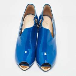 Loriblu Blue Patent Leather Peep Toe Pumps 39