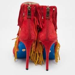 Loriblu Multicolor Suede Cut Out Fringe Platform Sandals Size 37.5