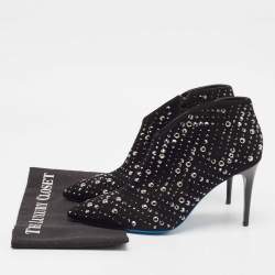 Pre Owned Loriblu Black Suede Bow Pin Ankle Length Boots Size 40