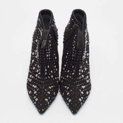 Pre Owned Loriblu Black Suede Bow Pin Ankle Length Boots Size 40