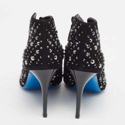 Pre Owned Loriblu Black Suede Bow Pin Ankle Length Boots Size 40