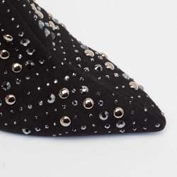 Pre Owned Loriblu Black Suede Bow Pin Ankle Length Boots Size 40