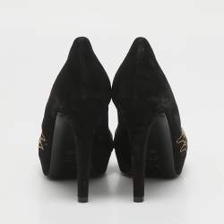 Loriblu Black Suede Embellished Platform Pumps Size 38.5