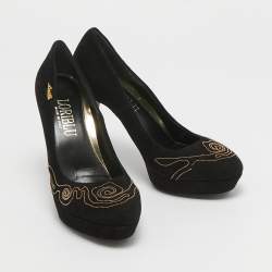Loriblu Black Suede Embellished Platform Pumps Size 38.5