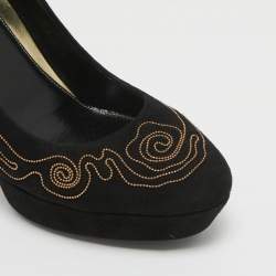 Loriblu Black Suede Embellished Platform Pumps Size 38.5