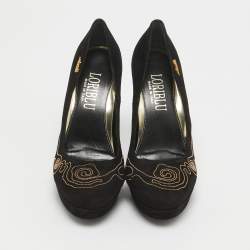Loriblu Black Suede Embellished Platform Pumps Size 38.5