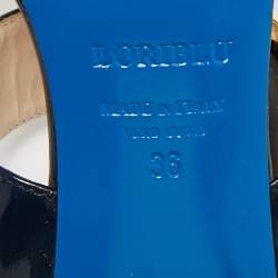 مملوكة مسبقًا Loriblu Navy Blue Patent Leather Slide Sandals Size 36
