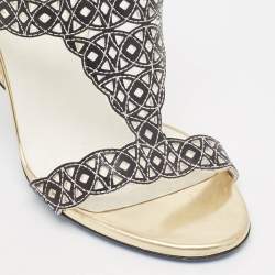 Pre Owned Loriblu Black/White Leather Slingback Sandals Size 40