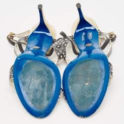 Pre Owned Loriblu Black/White Leather Slingback Sandals Size 40