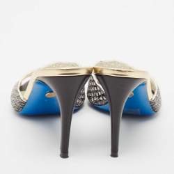 مملوكة مسبقًا Loriblu Black/White Cut Out Leather Slide Sandals Size 39