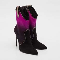 Loriblu Purple/Black Calf Hair and Suede Ankle Length Boots Size 41