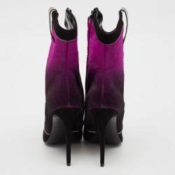 Loriblu Purple/Black Calf Hair and Suede Ankle Length Boots Size 41