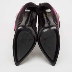 Loriblu Purple/Black Calf Hair and Suede Ankle Length Boots Size 41