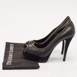 Loriblu Black Leather Peep Toe Platform Pumps Size 39