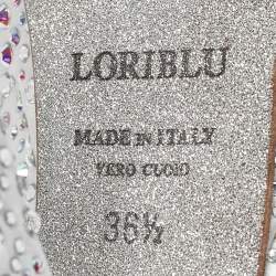 Loriblu Silver Satin Crystal Embellished Platform Pumps Size 36.5