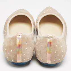 Loriblu Beige Suede Crystal Embellished Ballet Flats Size 36