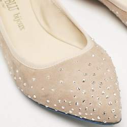 Loriblu Beige Suede Crystal Embellished Ballet Flats Size 36