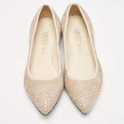 Loriblu Beige Suede Crystal Embellished Ballet Flats Size 36